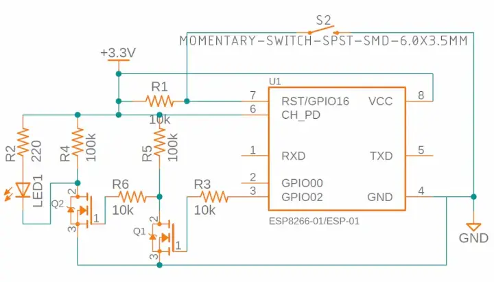 The wiring schematic for the circuit