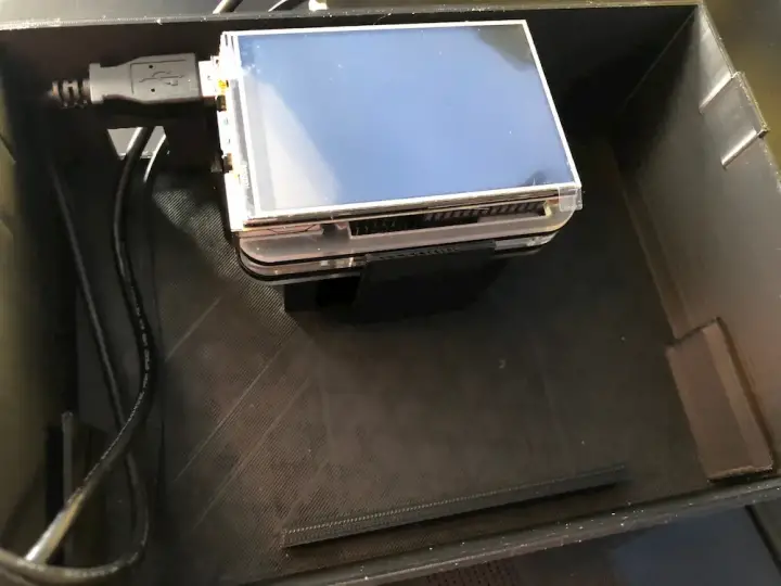The Pi placed in it's position in the enclosure